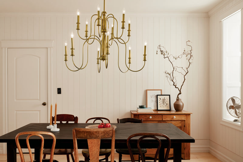 Kichler 52472NBR 12 Light Chandelier, Natural Brass
