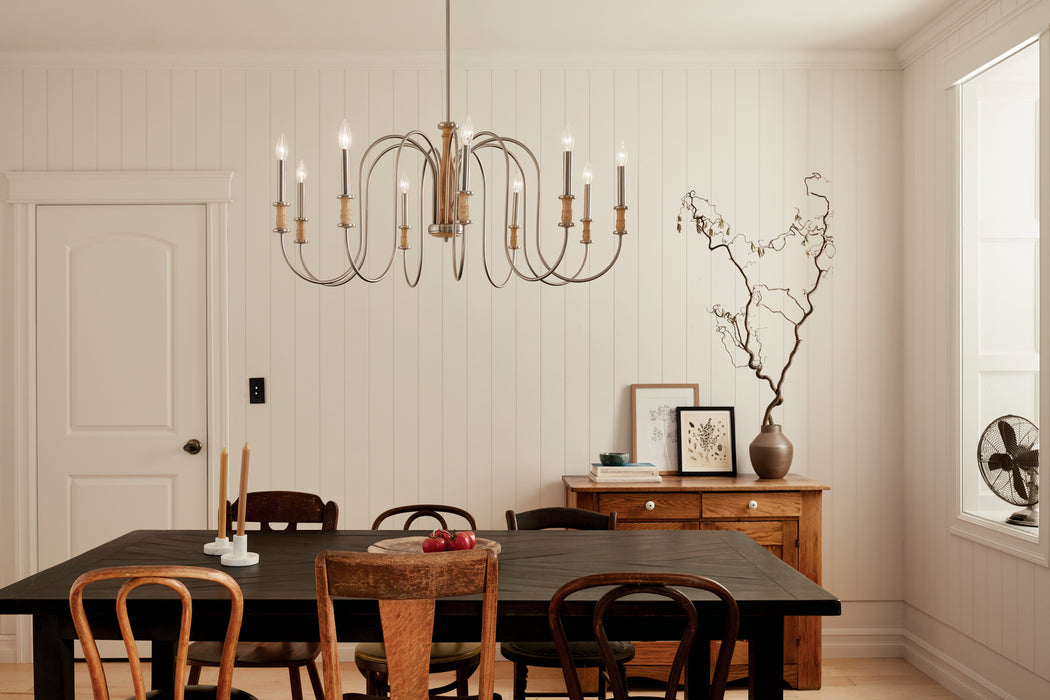 Kichler 52471NI Nine Light Chandelier, Brushed Nickel