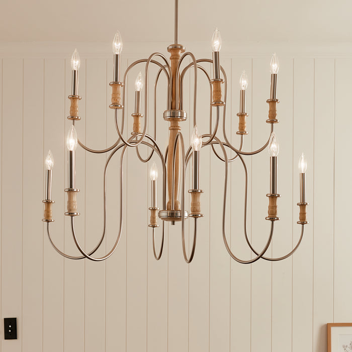 Kichler 52472NI 12 Light Chandelier, Brushed Nickel