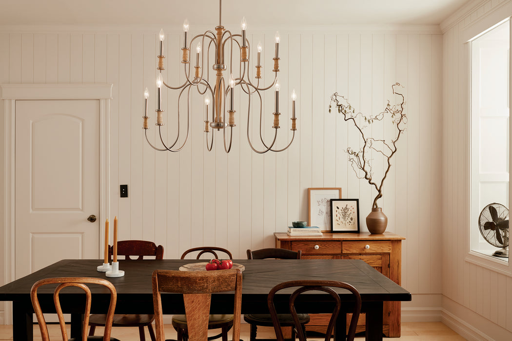 Kichler 52472NI 12 Light Chandelier, Brushed Nickel
