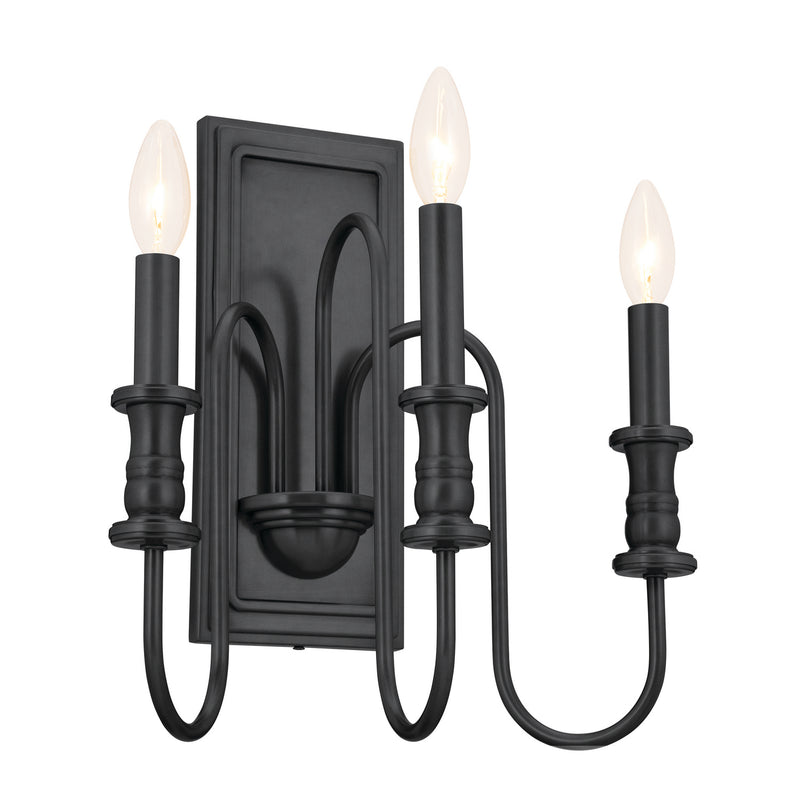 Kichler 52473BK Three Light Wall Sconce, Black