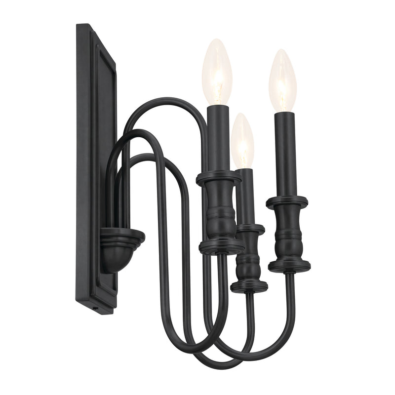 Kichler 52473BK Three Light Wall Sconce, Black