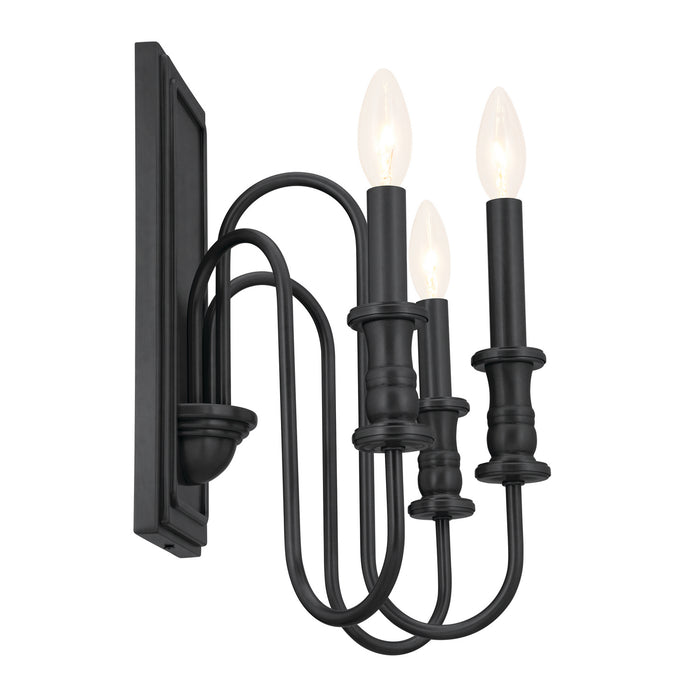 Kichler 52473BK Three Light Wall Sconce, Black