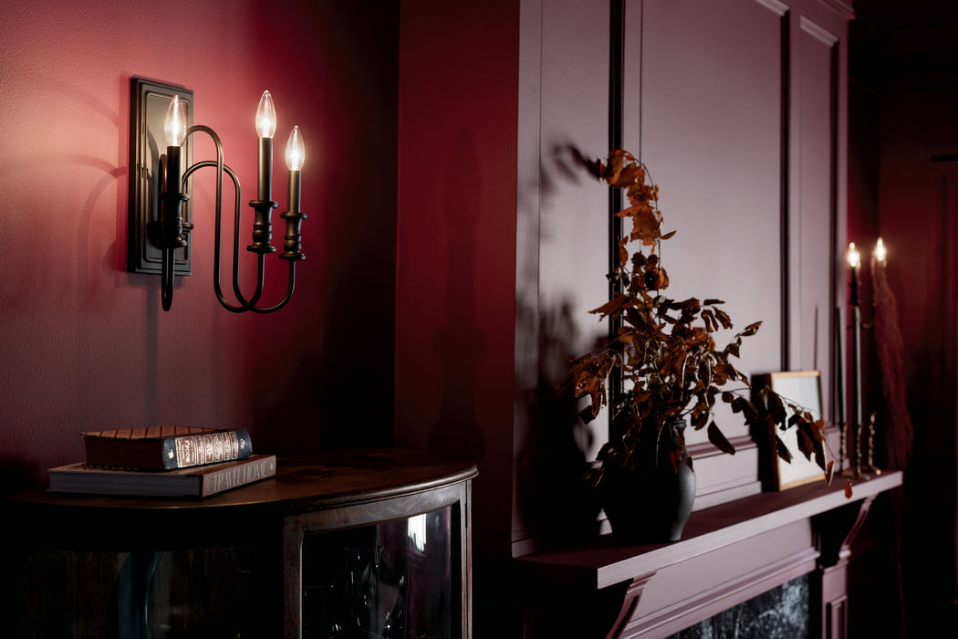 Kichler 52473BK Three Light Wall Sconce, Black