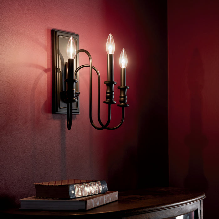 Kichler 52473BK Three Light Wall Sconce, Black