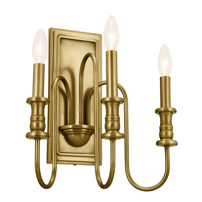 Kichler 52473NBR Three Light Wall Sconce, Natural Brass