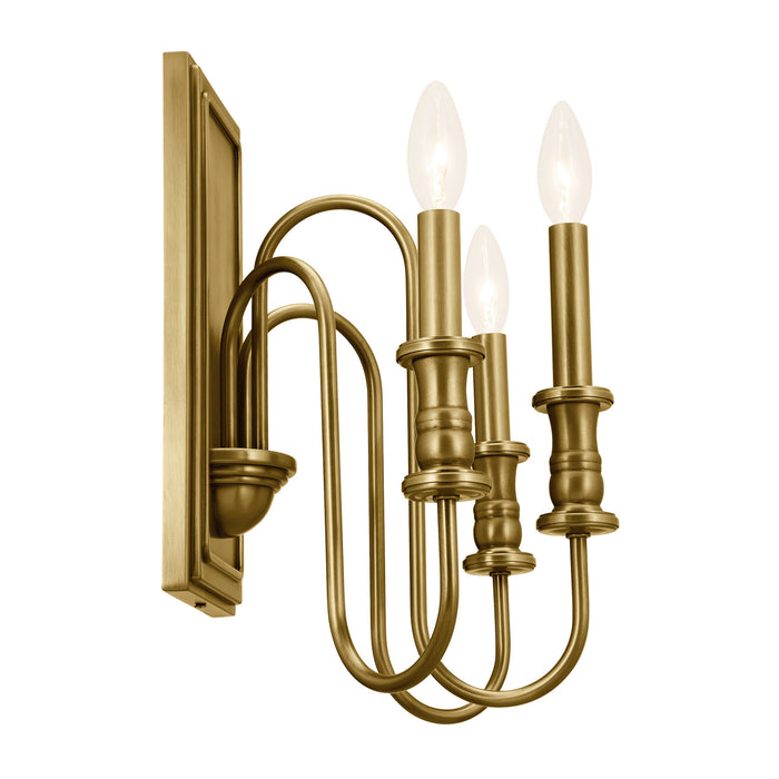 Kichler 52473NBR Three Light Wall Sconce, Natural Brass