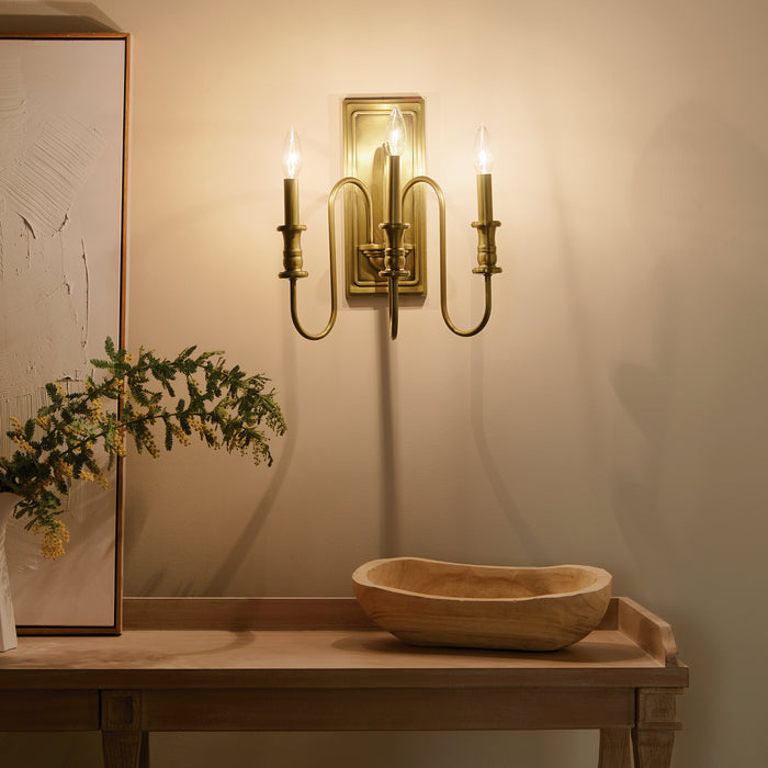 Kichler 52473NBR Three Light Wall Sconce, Natural Brass