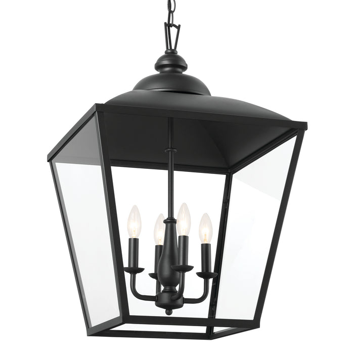 Kichler 52475BKT Four Light Foyer Pendant, Textured Black