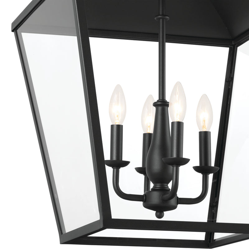 Kichler 52475BKT Four Light Foyer Pendant, Textured Black