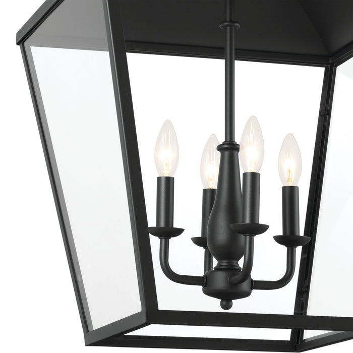 Kichler 52475BKT Four Light Foyer Pendant, Textured Black