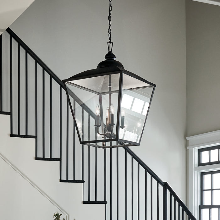 Kichler 52475BKT Four Light Foyer Pendant, Textured Black