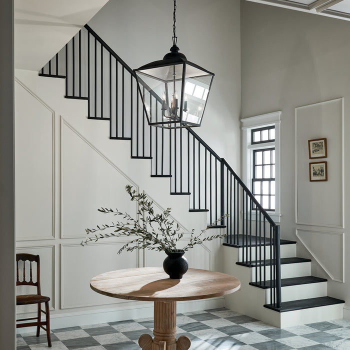Kichler 52475BKT Four Light Foyer Pendant, Textured Black