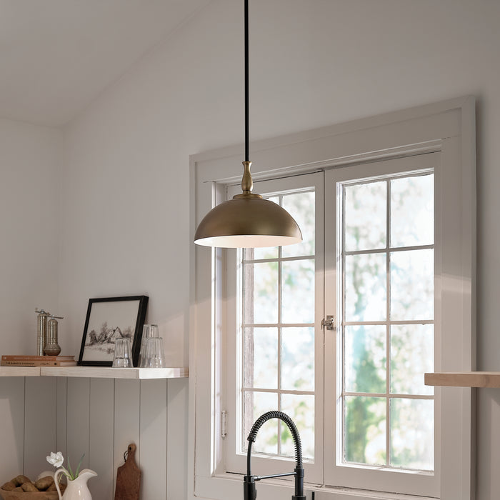 Kichler 52476NBR One Light Pendant, Natural Brass