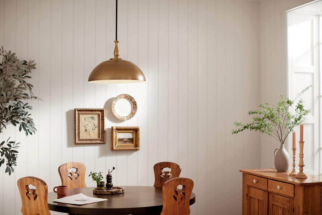 Kichler 52477NBR One Light Pendant, Natural Brass