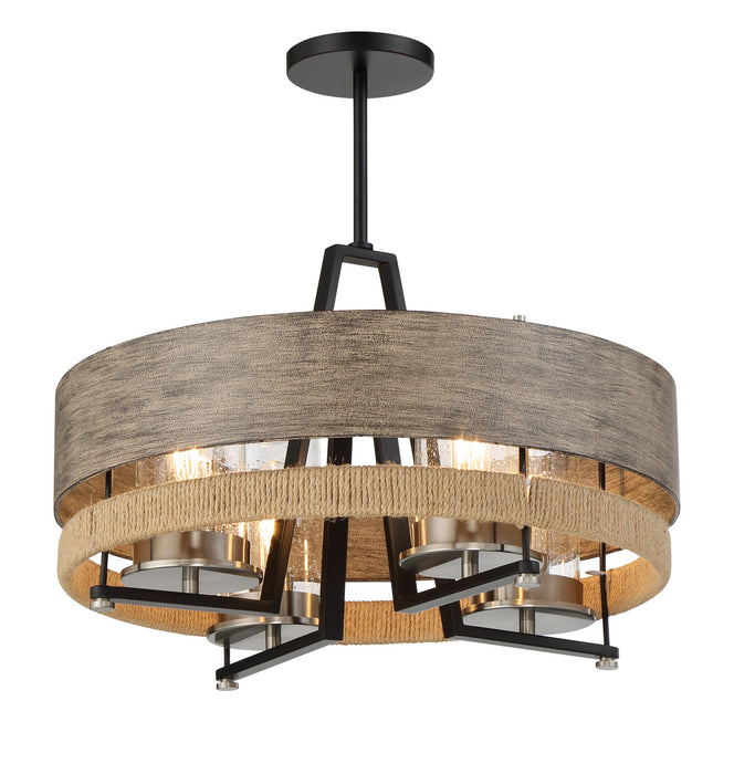 Minka-Lavery 2764-733 Four Light Convertible Pendant, Stone Grey, Coal & Brushed Nic