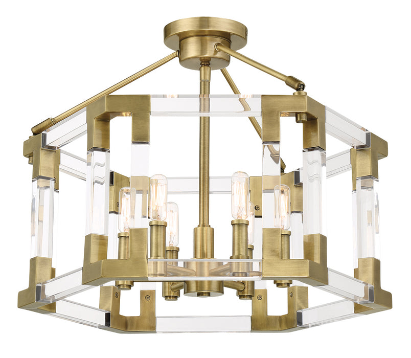 Metropolitan N7355-790 Six Light Convertible Semi Flush / Pendant, Aged Antique Brass