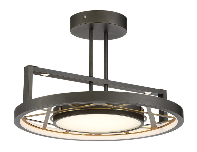 Metropolitan N7524-716-L LED Convertible Semi Flush / Pendant, Smoked Iron And Soft Brass