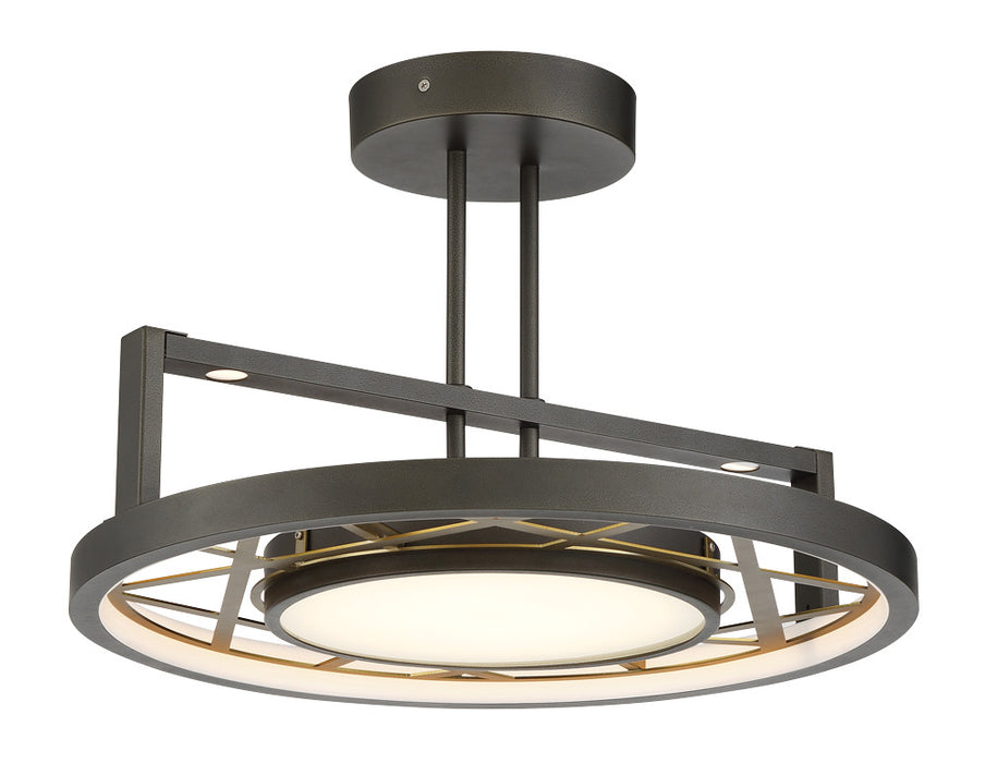 Metropolitan N7524-716-L LED Convertible Semi Flush / Pendant, Smoked Iron And Soft Brass
