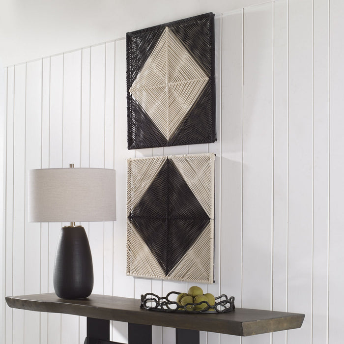 Uttermost 04330 Wall Decor, S/2, Natural Rope In Black And Off-white