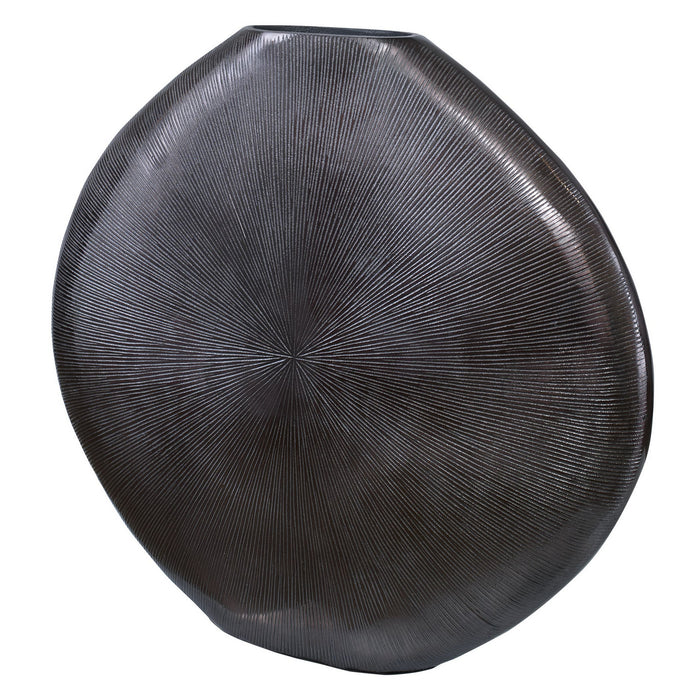 Uttermost 18001 Vase, Ribbed, Black Nickel