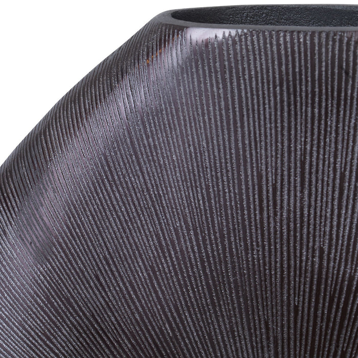 Uttermost 18001 Vase, Ribbed, Black Nickel
