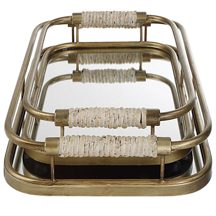 Uttermost 18014 Trays, S/2, Brushed Gold