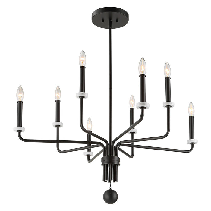 Uttermost 21353 Eight Light Chandelier, Matte Black With White Marble