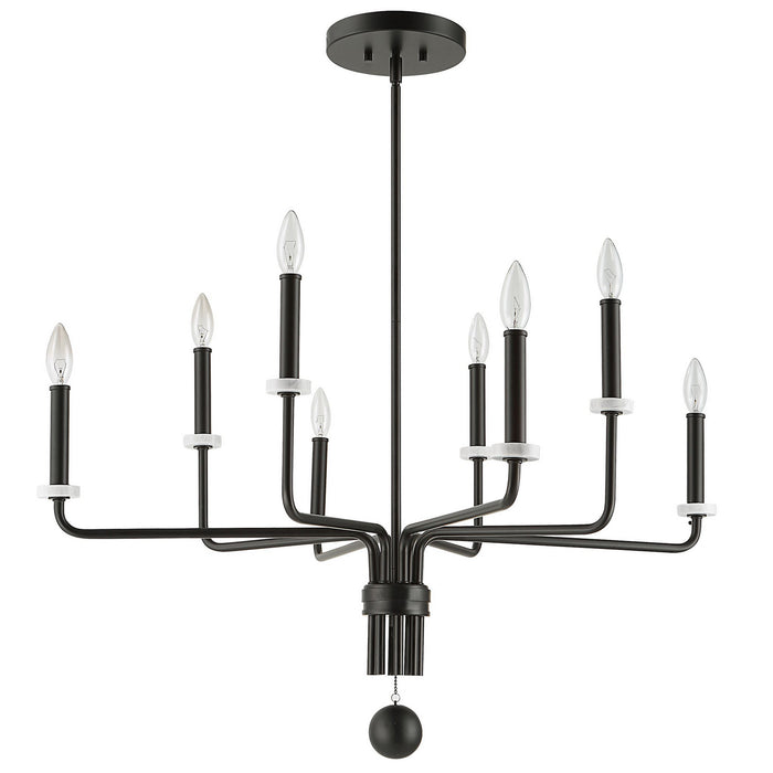 Uttermost 21353 Eight Light Chandelier, Matte Black With White Marble