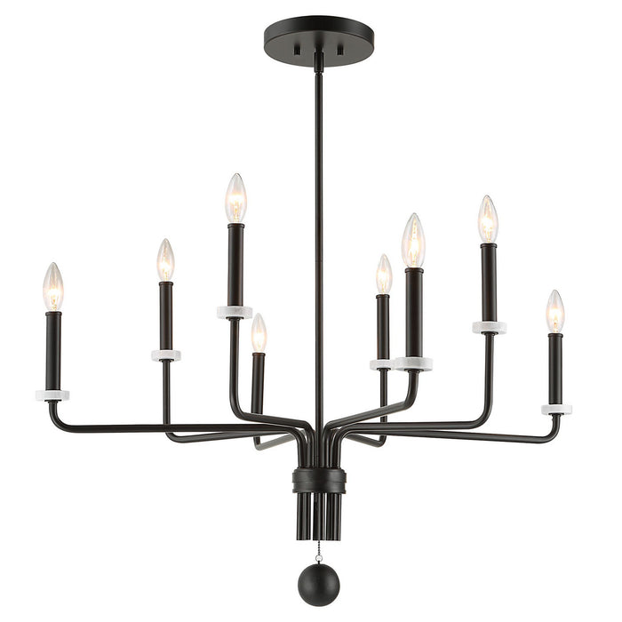 Uttermost 21353 Eight Light Chandelier, Matte Black With White Marble