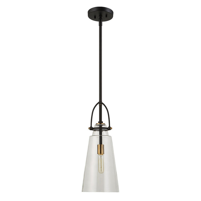 Uttermost 21562 One Light Pendant, Black With Antique Brass