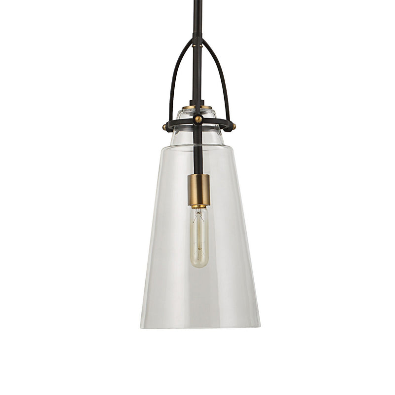 Uttermost 21562 One Light Pendant, Black With Antique Brass