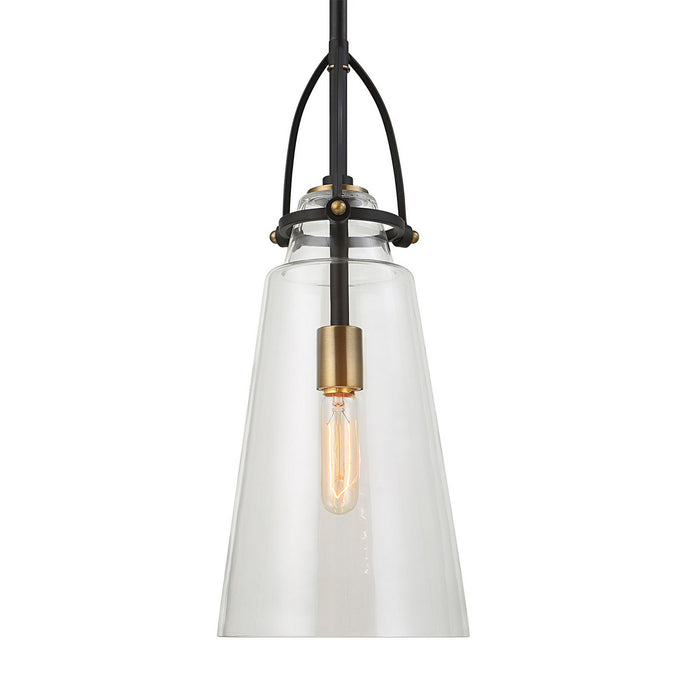Uttermost 21562 One Light Pendant, Black With Antique Brass