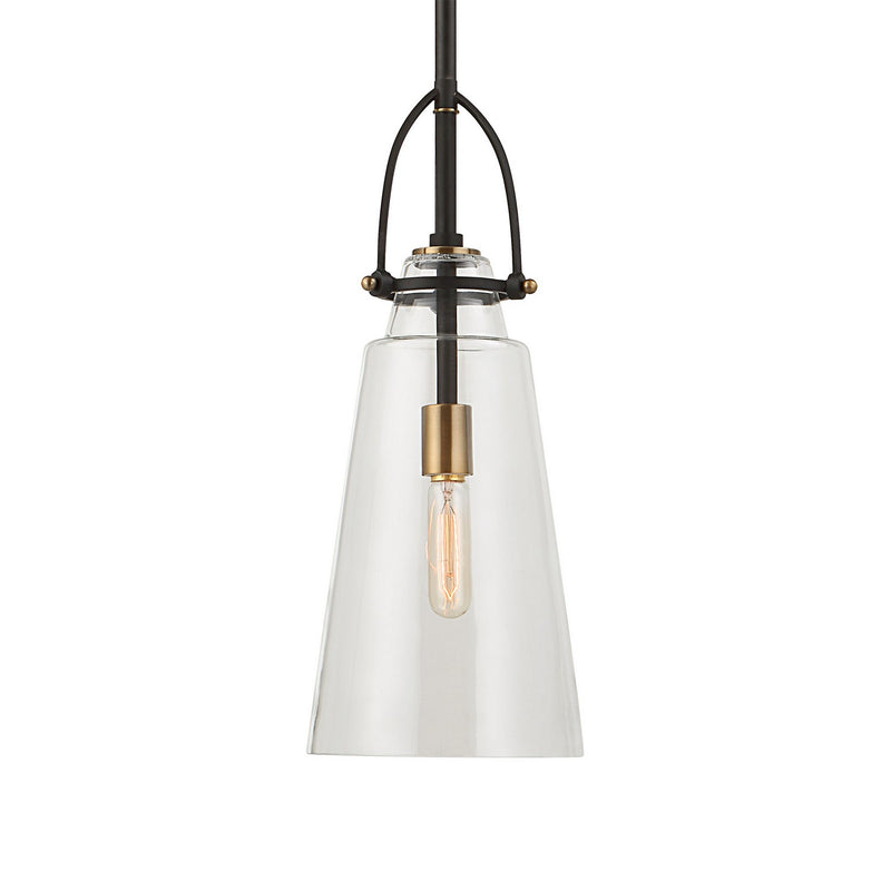 Uttermost 21562 One Light Pendant, Black With Antique Brass