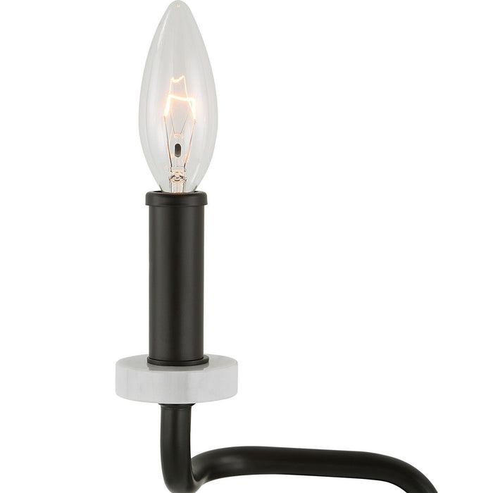 Uttermost 22551 Two Light Wall Sconce, Matte Black With White Marble