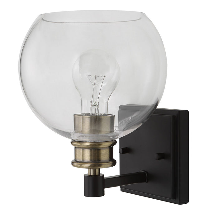 Uttermost 22552 One Light Wall Sconce, Black & Plated Antique Brass