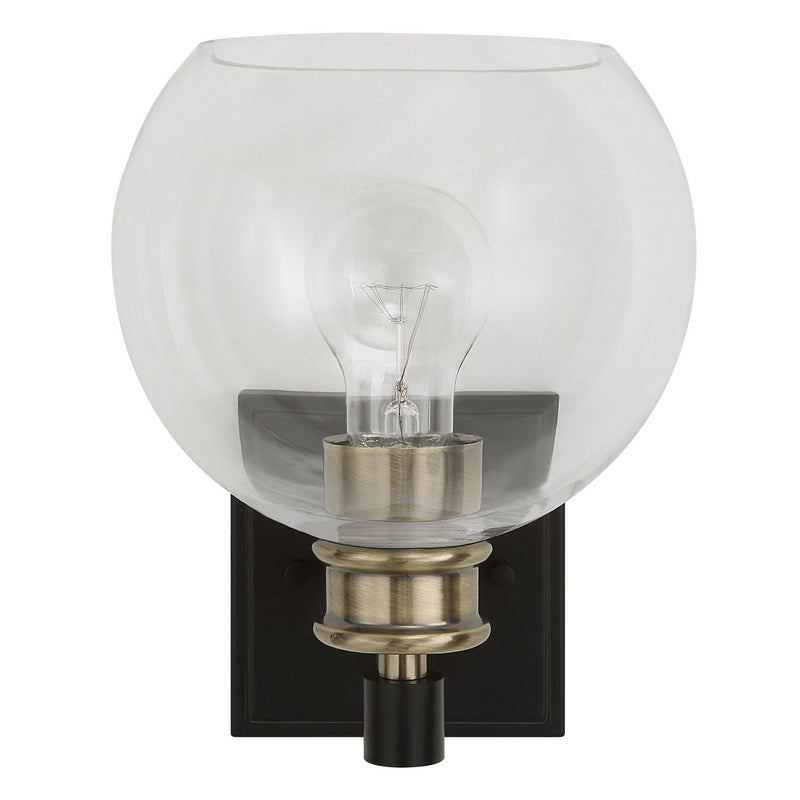 Uttermost 22552 One Light Wall Sconce, Black & Plated Antique Brass