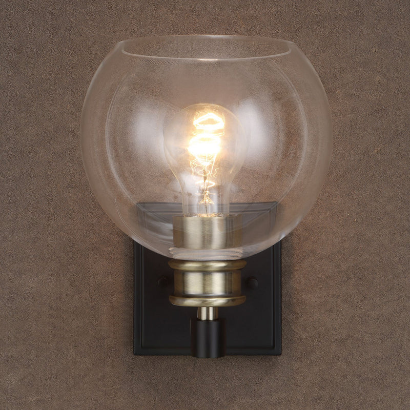 Uttermost 22552 One Light Wall Sconce, Black & Plated Antique Brass
