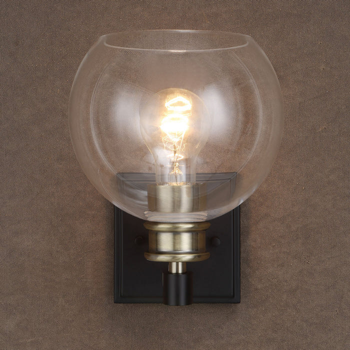 Uttermost 22552 One Light Wall Sconce, Black & Plated Antique Brass