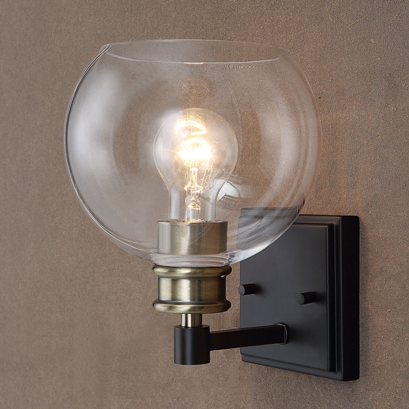 Uttermost 22552 One Light Wall Sconce, Black & Plated Antique Brass