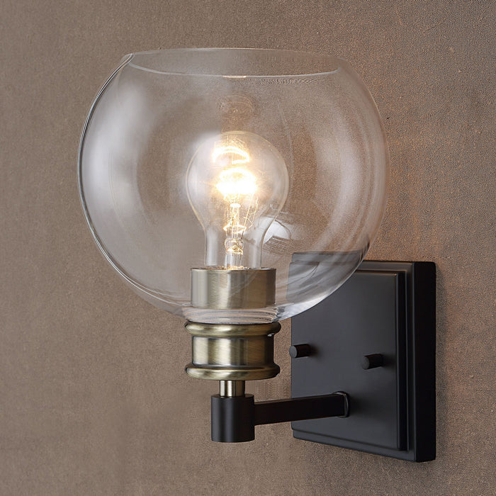 Uttermost 22552 One Light Wall Sconce, Black & Plated Antique Brass