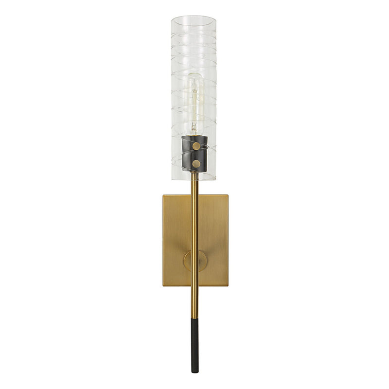 Uttermost 22553 One Light Wall Sconce, Textured Black With Antique Brass