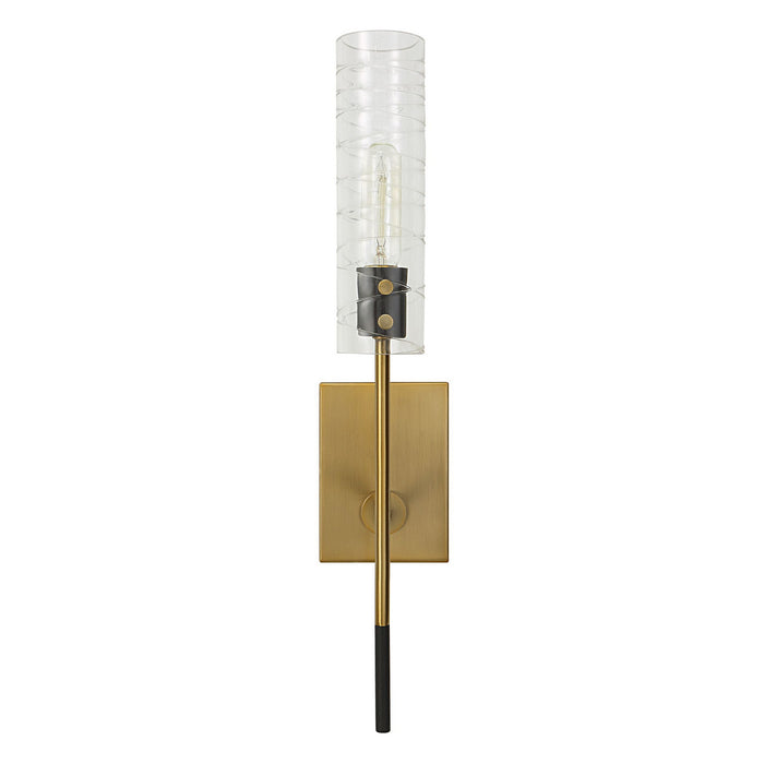 Uttermost 22553 One Light Wall Sconce, Textured Black With Antique Brass