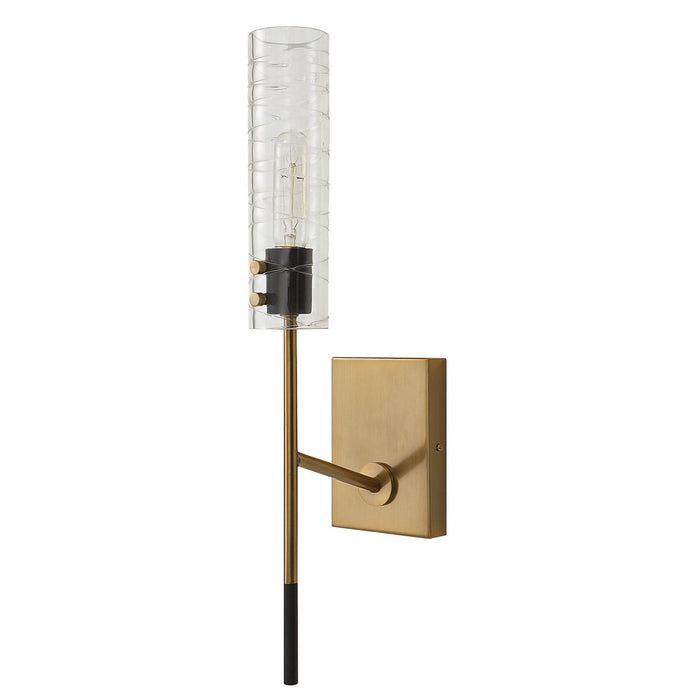 Uttermost 22553 One Light Wall Sconce, Textured Black With Antique Brass