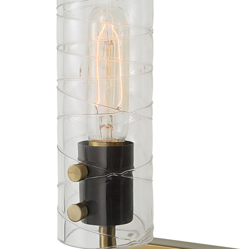 Uttermost 22553 One Light Wall Sconce, Textured Black With Antique Brass