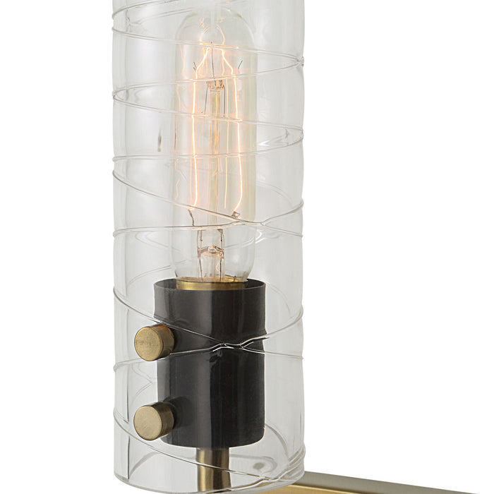 Uttermost 22553 One Light Wall Sconce, Textured Black With Antique Brass