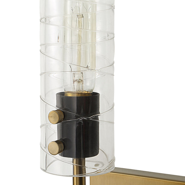 Uttermost 22553 One Light Wall Sconce, Textured Black With Antique Brass