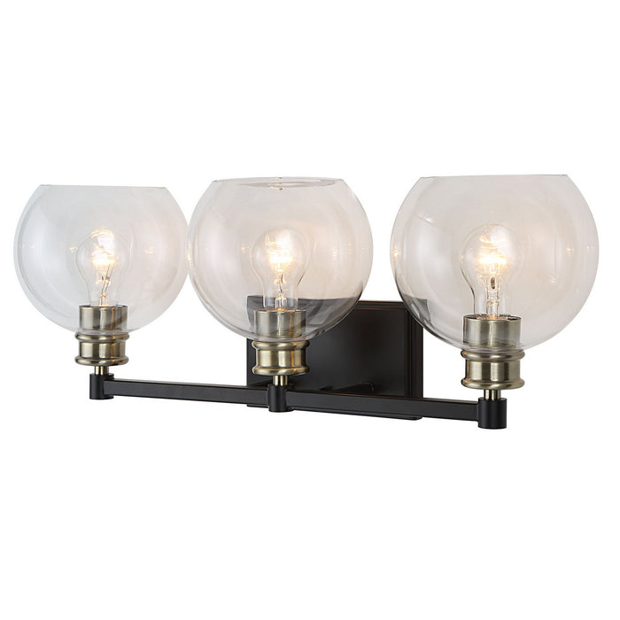 Uttermost 22872 Three Light Vanity, Black & Plated Antique Brass