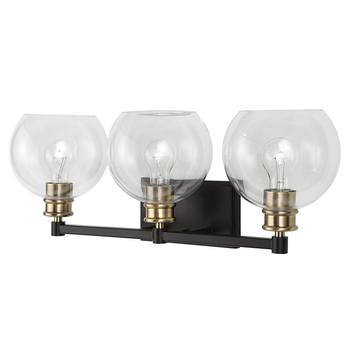 Uttermost 22872 Three Light Vanity, Black & Plated Antique Brass