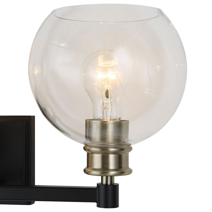 Uttermost 22872 Three Light Vanity, Black & Plated Antique Brass